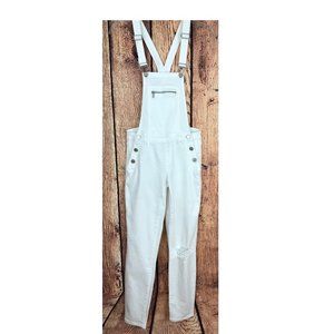 bebe White Denim Ankle Overalls Sz 26